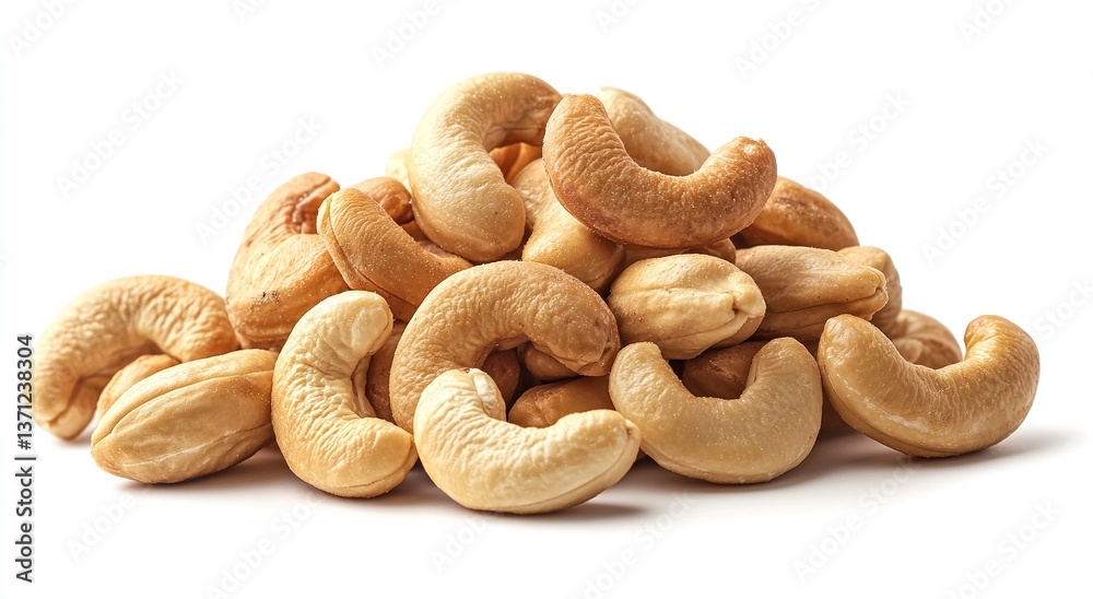 A close-up shot of a pile of roasted cashews, showcasing their warm, nutty color and inviting texture. A close-up shot of a pile of roasted cashews, showcasing their warm, nutty color and inviting texture.