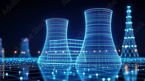 Futuristic Energy: Digital Nuclear Power Plant and Communication Towers