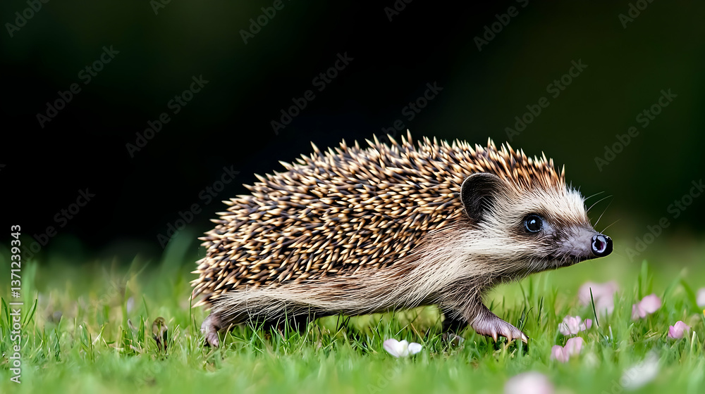 Fototapeta premium Hedgehog Walking On Grass