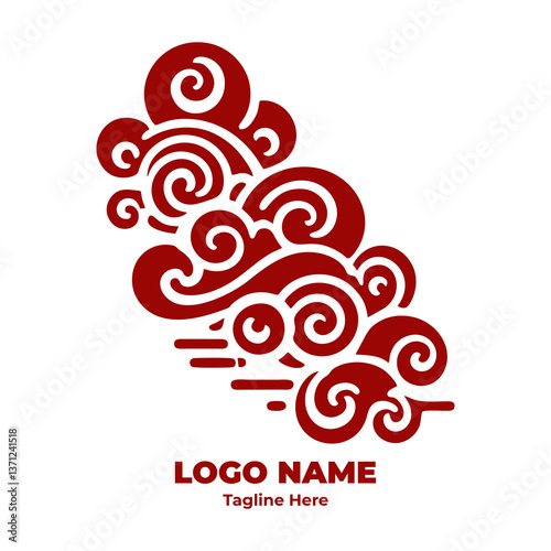 Elegant Traditional Swirling Cloud Pattern Inspired by Chinese Feng Shui Ornamental Tattoo Art Decorative Vector Illustration Abstract Wind Symbol Background Design for Graphic Elements