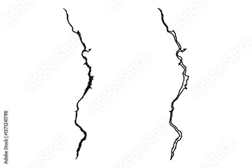 Lake Koocanusa (Canada, United States, North America, us) map vector illustration, scribble sketch Koocanusa reservoir map