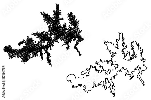 Lake Kemp Reservoir (United States of America, North America, us, usa, Texas) map vector illustration, scribble sketch Kemp Dam map