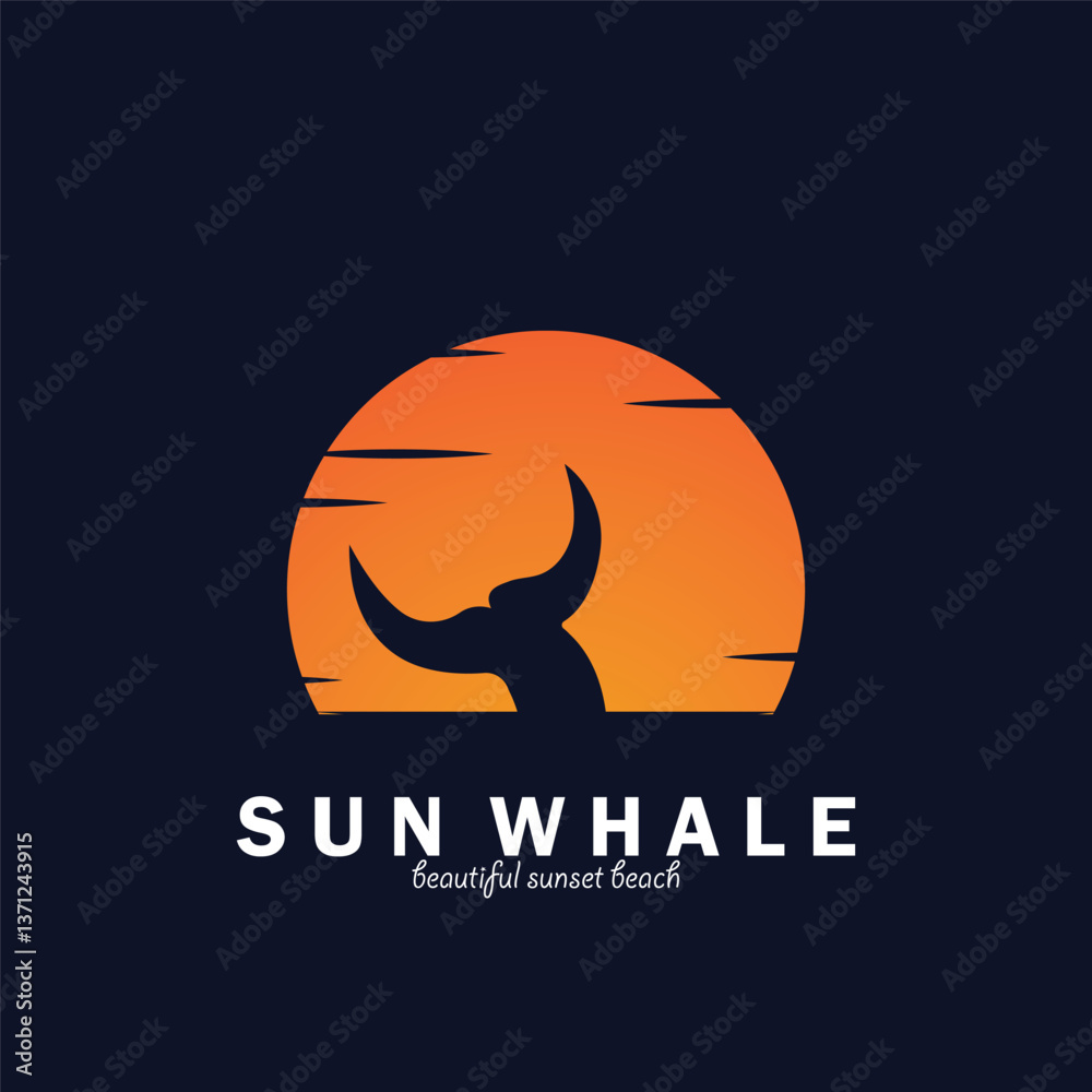 Fototapeta premium whale and sun icon vector illustration template design