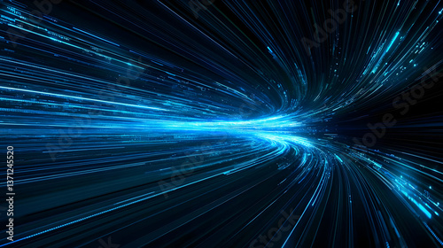 Abstract Futuristic Blue Light Tunnel