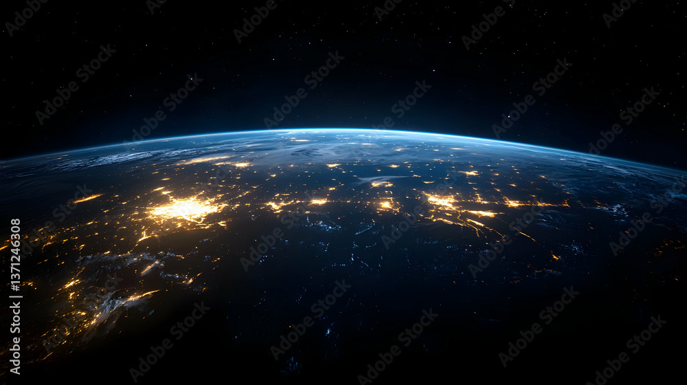 Obraz premium Earth At Night From Space