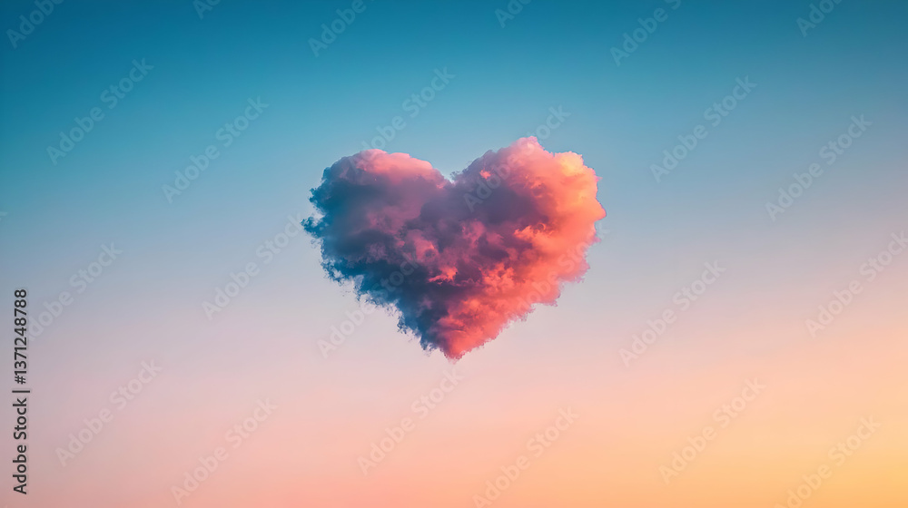 Obraz premium Heart Shaped Cloud At Sunset