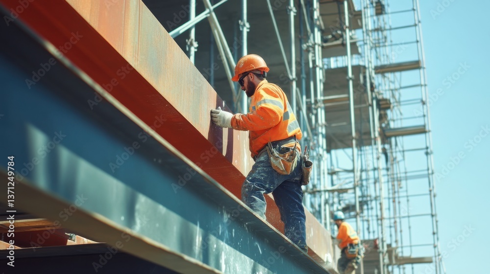 custom made wallpaper toronto digitalA construction worker painting steel beams at a building site. Featuring attention to detail and craftsmanship