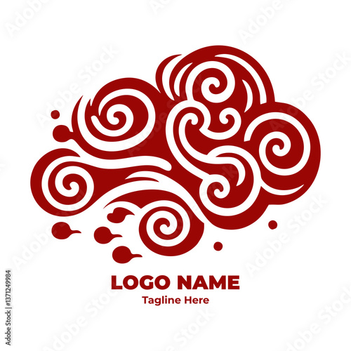 Swirling Cloud Pattern Abstract Feng Shui Inspired Traditional Chinese Tattoo Art Decorative Vector Illustration Ornamental Wind Symbol for Background Tribal Design and Elegant Cultural Elements