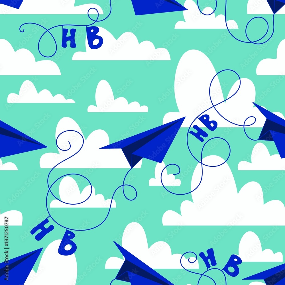 Obraz premium Birthday party seamless pattern for wrapping paper and fabrics and linens and kids clothes print