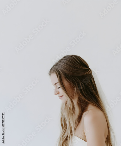 Studio portrait of a bride, natural beauty