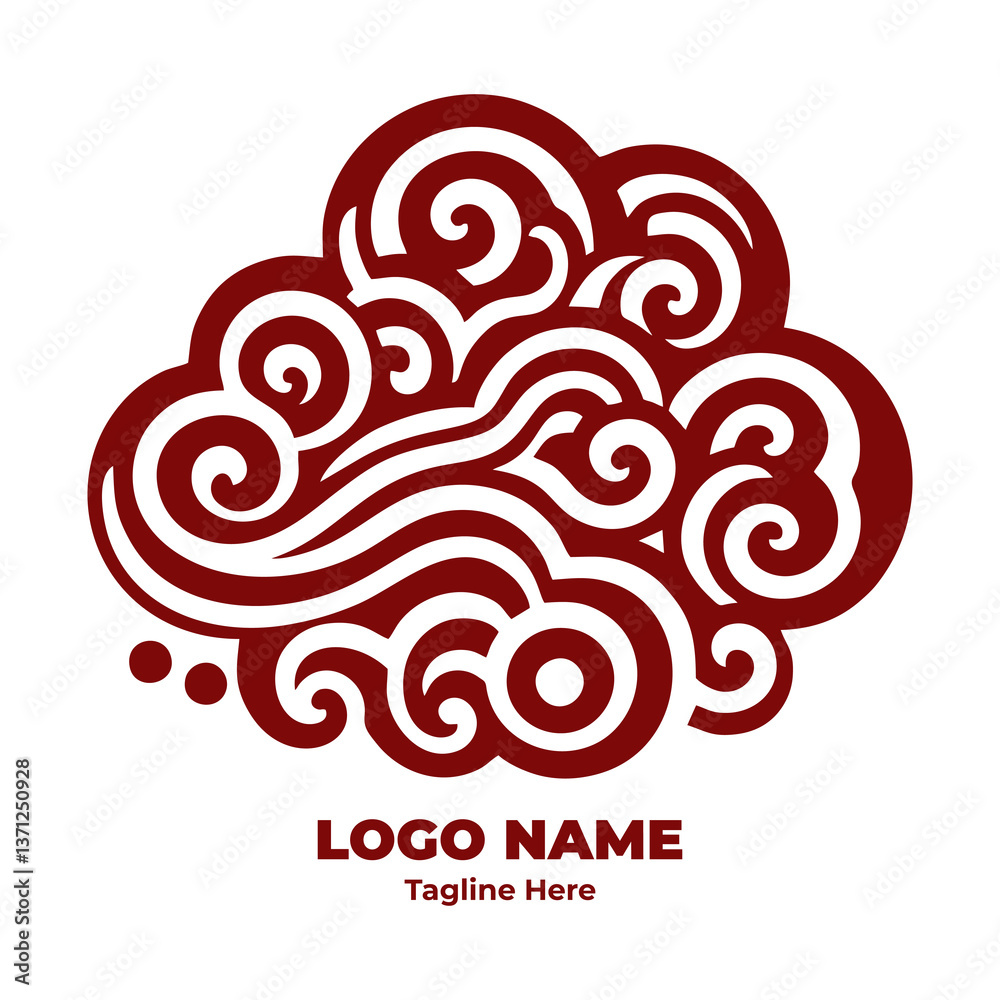 Abstract Swirling Cloud Pattern Vector Illustration Traditional Chinese Tattoo Art Decorative Feng Shui Design Oriental Tribal Wind Symbol with Elegant Ornamental Style for Digital Background Abstract Swirling Cloud Pattern Vector Illustration Traditional Chinese Tattoo Art Decorative Feng Shui Design Oriental Tribal Wind Symbol with Elegant Ornamental Style for Digital Background