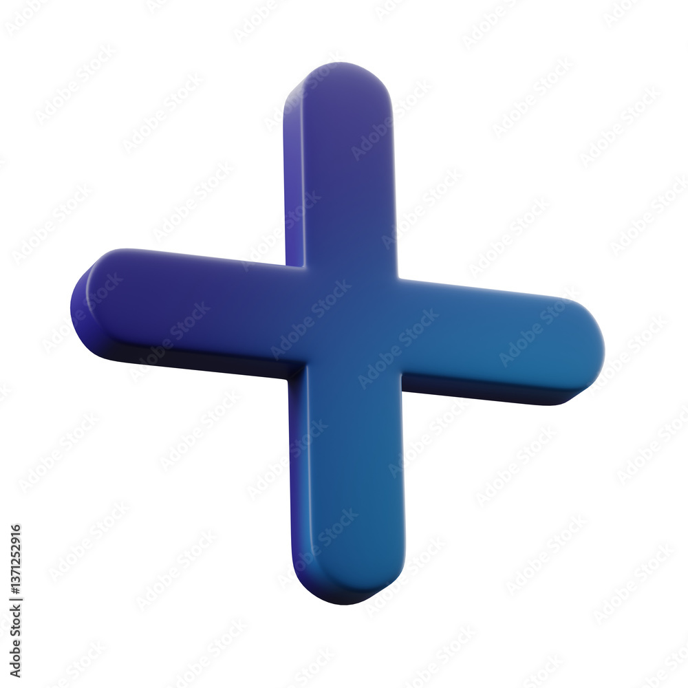 Blue plus Icon left view 3D Render Blue plus Icon left view 3D Render