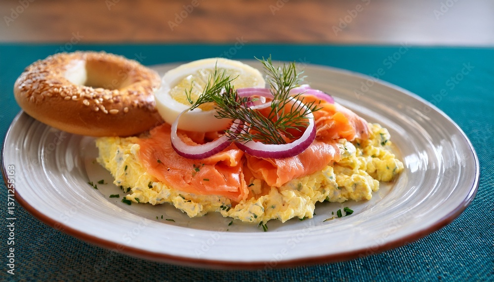 Fluffy scrambled eggs with buttery lox, sautéed onions, fresh dill, and black pepper, served with a golden toasted bagel, cream cheese, and lemon for a savory, tangy, and comforting breakfast. Fluffy scrambled eggs with buttery lox, sautéed onions, fresh dill, and black pepper, served with a golden toasted bagel, cream cheese, and lemon for a savory, tangy, and comforting breakfast.