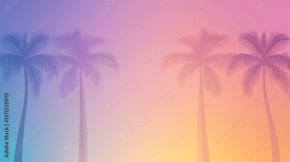 Silhouetted palm trees against a vibrant sunset gradient Silhouetted palm trees against a vibrant sunset gradient