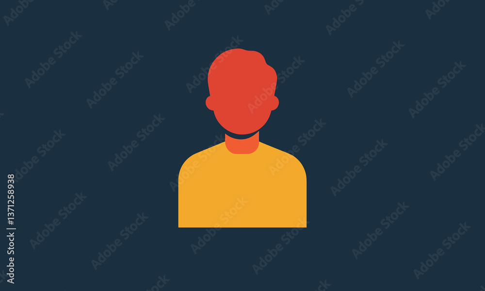 Minimalist red and yellow abstract portrait design on blue background vector Minimalist red and yellow abstract portrait design on blue background vector