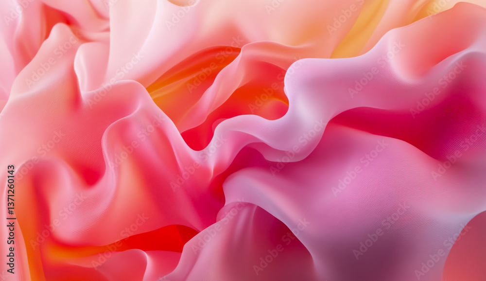 Obraz premium A charming abstract background featuring soft, flowing waves of pink and orange, evoking warmth and tranquility.