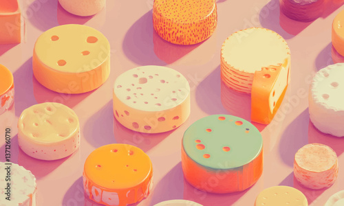 Sortiment of cheese seen from above