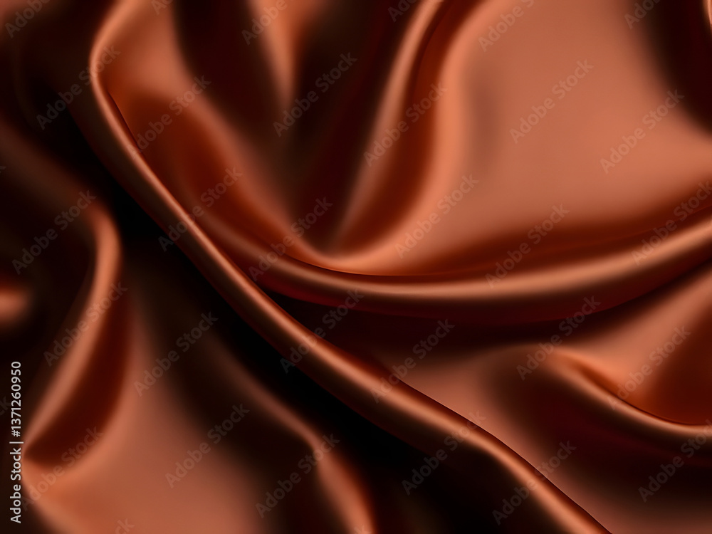 Fototapeta premium Brown Silk Fabric Texture Background, Smooth and Wavy Material, Elegant Textile, Luxury Design, Backgrounds, Wallpaper, Silk Texture.