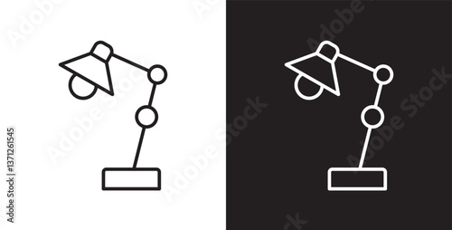 Desk lamp icon. Table Lamp light vector icons, Desk lamp collection vector icon set in transparent and black background. Editable stroke.