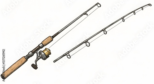 Wallpaper Mural Realistic Fishing Rod with Line Torontodigital.ca