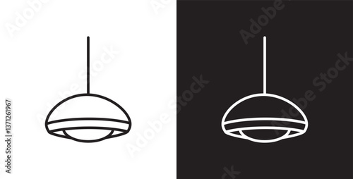 Simple Icon of hanging lamps. Room lamps vector icons. Modern style room lamps vector icon set in transparent and background. Editable stroke.