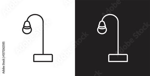 Desk lamp icon. Table Lamp light vector icons, Desk lamp collection vector icon set in transparent and black background. Editable stroke.