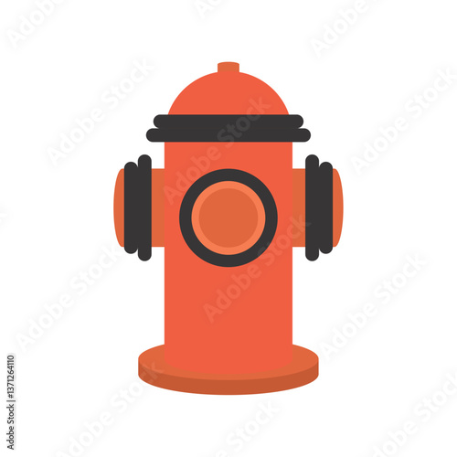 Flat Vector Illustration of a Red Fire Hydrant Icon Isolated on White Background for Emergency and Urban Safety Design