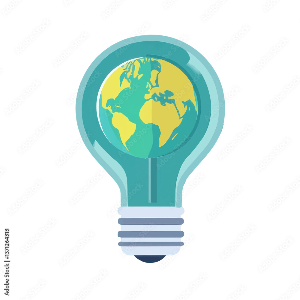 A light bulb that conserves energy, with a globe inside, represents the effort to conserve the Earth. A light bulb that conserves energy, with a globe inside, represents the effort to conserve the Earth.