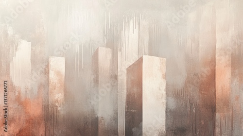 Panel kuchenny z motywem Abstract Cityscape in Soft Hues A Modern Minimalist Painting