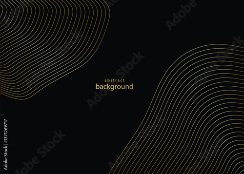 Golden dynamic on black color background for science, futuristic, energy technology