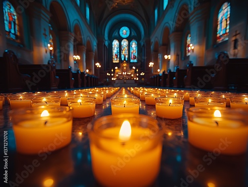Church Candles Glow, Sacred Space