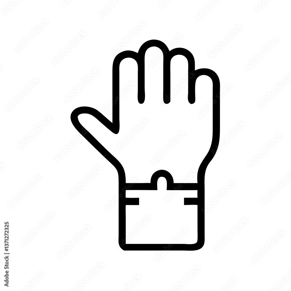 Line art of a glove hand symbolizing protection and safety Line art of a glove hand symbolizing protection and safety