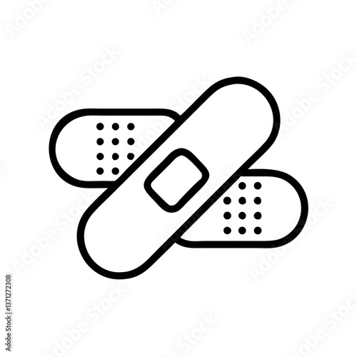 Two Band-Aids Overlapping in Minimalist Style  