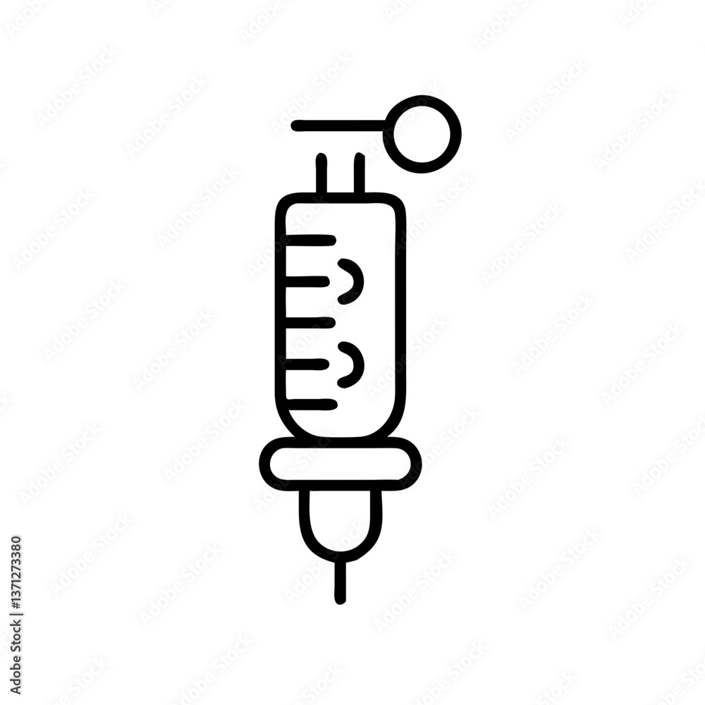 Medical Syringe Outline Icon on White Background Medical Syringe Outline Icon on White Background