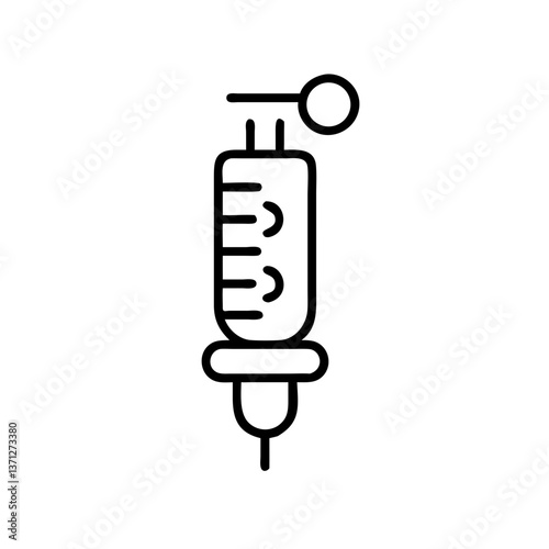 Medical Syringe Outline Icon on White Background  