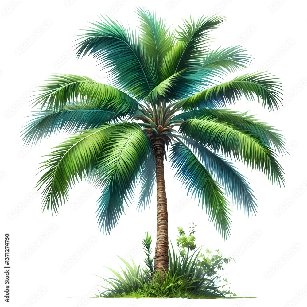 Naklejka premium palm tree on white background