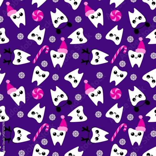 Medicine seamless teeth Christmas pattern for wrapping paper and fabrics and linens