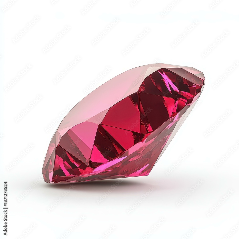 A stunning faceted ruby gemstone gleaming with rich red hues, showcased against a white backdrop. A stunning faceted ruby gemstone gleaming with rich red hues, showcased against a white backdrop.