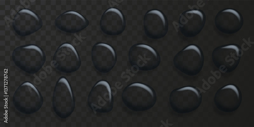 Vector Water drops on glass. Rain drops on transparent background