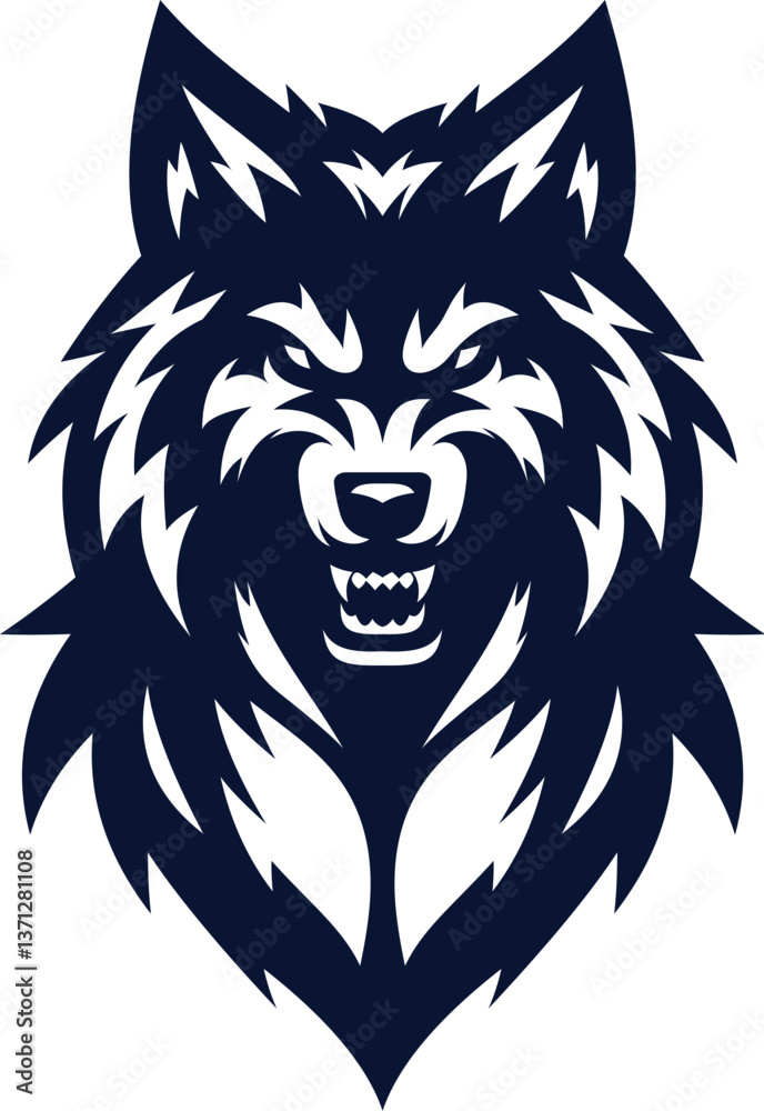 Obraz premium Wolf Head Vector Logo Aggressive Mascot Design