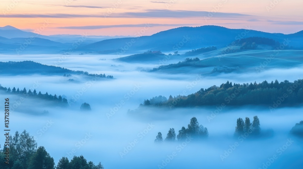 Fototapeta premium Mesmerizing foggy mountain landscape