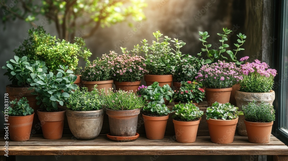 Sunlit Greenhouse Collection: A Diverse Array of Potted Plants Sunlit Greenhouse Collection: A Diverse Array of Potted Plants