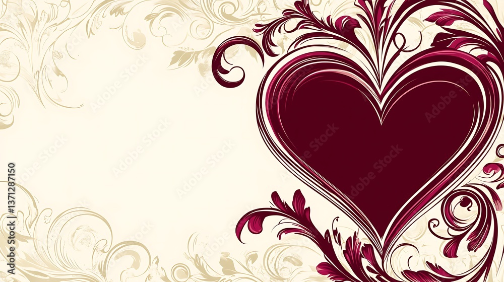 A detailed artistic illustration showing a heart design and decorative elements A detailed artistic illustration showing a heart design and decorative elements