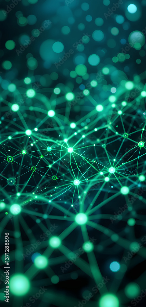 Fototapeta premium Advanced Digital Green AI Network Visualization