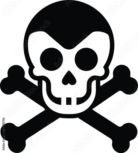 Skull and crossbones silhouette, Crossbones and skull death flat vector icon for apps and games 