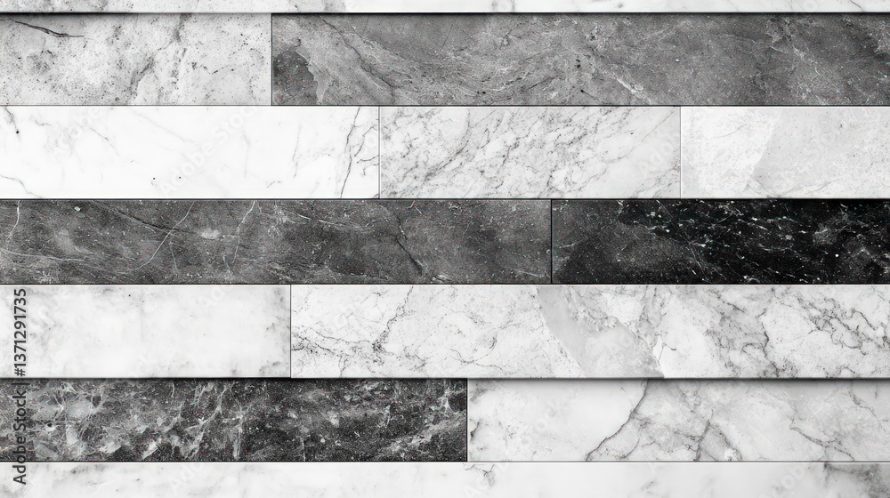 Obraz premium Horizontal black and white marble tiles