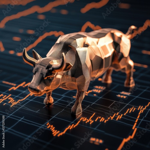 Copper Bull Figurine Symbolizing Market Optimism and Growth Trends