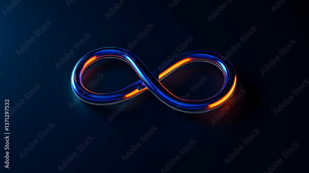 Fototapeta premium Glowing Infinity Symbol On Dark Background