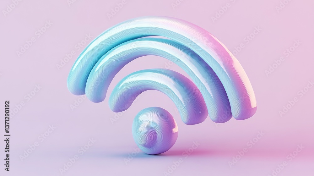 Abstract WiFi Symbol with Gradient Colors and Spherical Base for Technology Concepts Abstract WiFi Symbol with Gradient Colors and Spherical Base for Technology Concepts