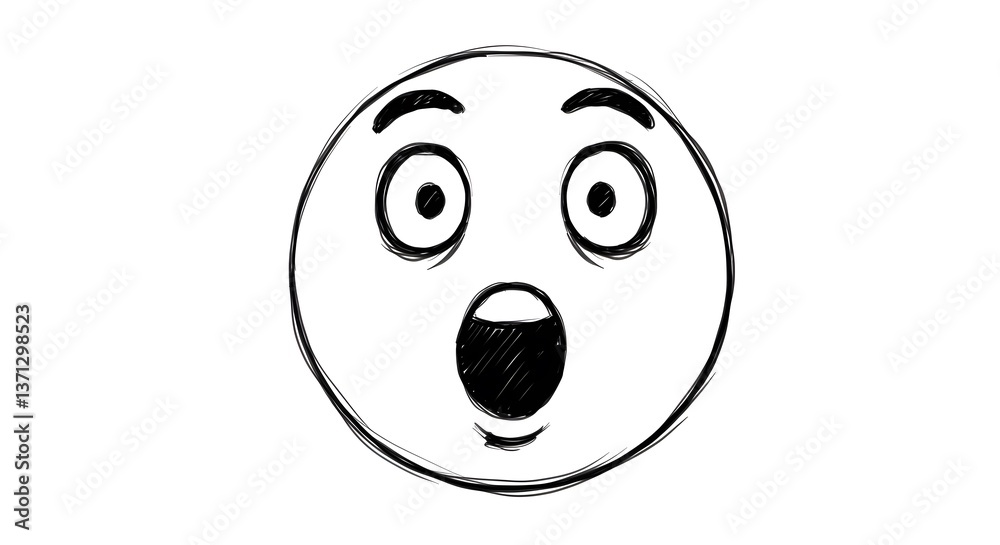 Fototapeta premium Black and White Surprised Face Emoji